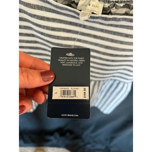 Lucky Brand Linen Striped Crop Tank, Large, NWT, Summer, Beach, Lightweight - Picture 7 of 16